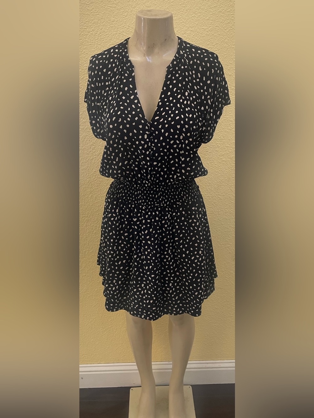 Rails Karla black and ivory spot print dress size M